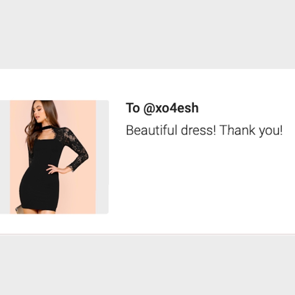 Lace Detail Keyhole Neck Black Mini Dress - Picture 8 of 8